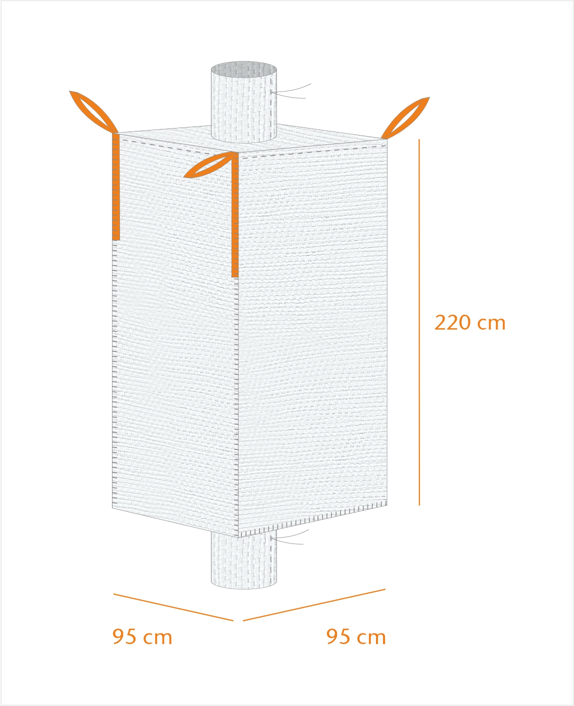BigBag Ein/Auslauf 95x95x220cm, beschichtet